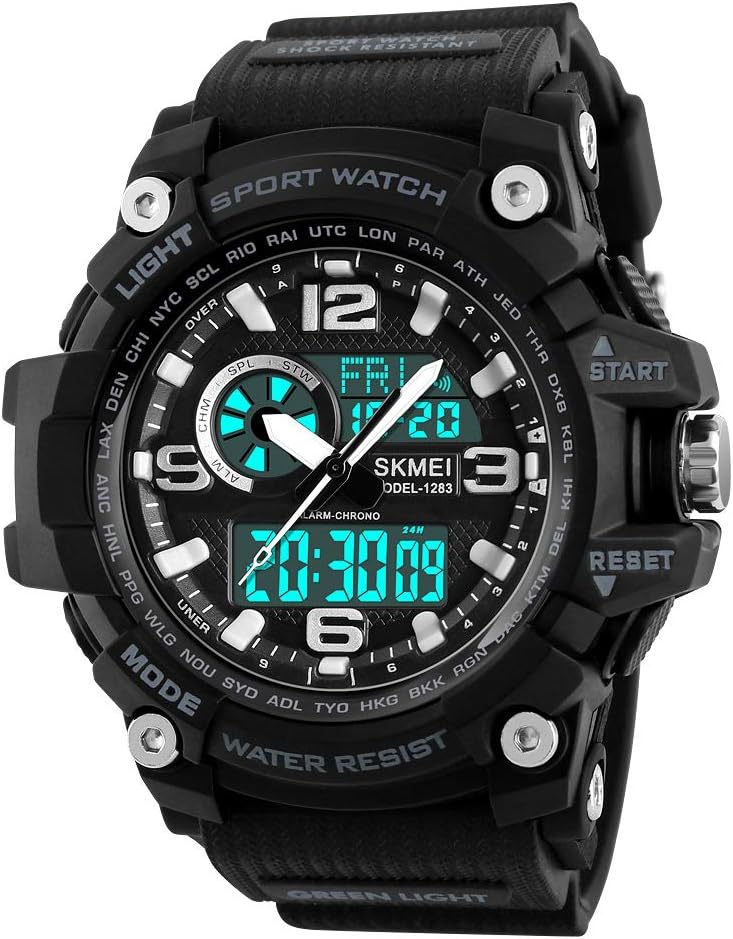 SKMEI Reloj Deportivo Digital para Hombre, Relojes Militares a prueba de agua LED Pantalla grande Reloj con cronómetro, alarma y pulsera