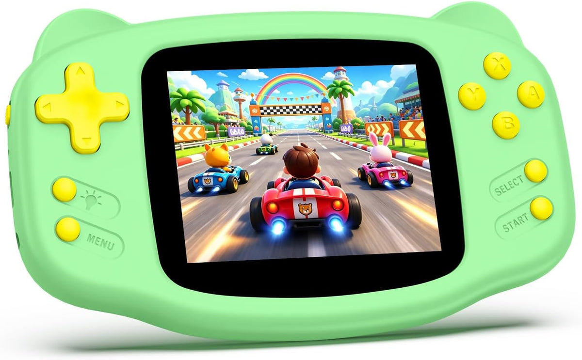 Juego de mano para niños, 300 videojuegos retro integrados, reproductor de juegos portátil de 16 bits con pantalla HD de 3.2 pulgadas, batería recargable, mini juguete electrónico de viaje para niños