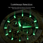 OLEVS Reloj para Hombres Esqueleto Negocio Vestir Acero Inoxidable Impermeable Luminoso Reloj de Pulsera para Hombres