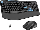 Combo de teclado y mouse inalámbricos, teclado ergonómico con 6 tec...
