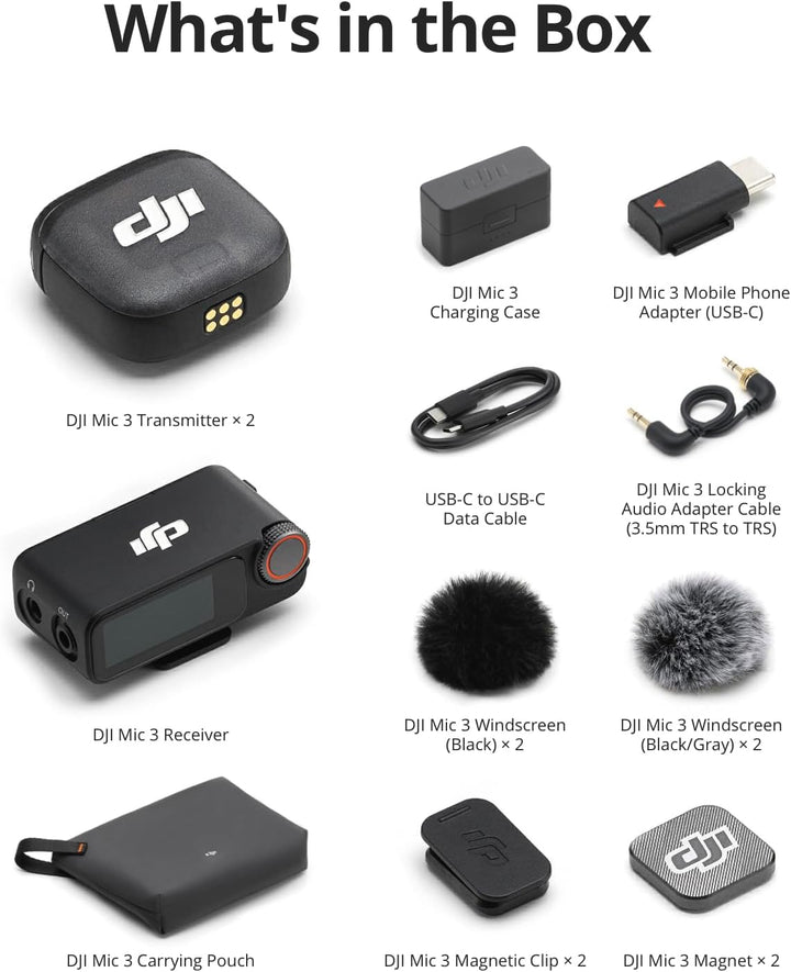 DJI Mic 3 (2 TX + 1 RX + Estuche de Carga), Micrófono Inalámbrico p...