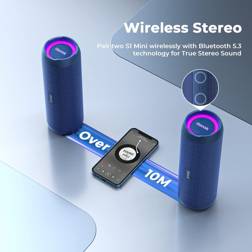 RIENOK - Altavoz Bluetooth portátil 30W, emparejamiento dual, sonid...