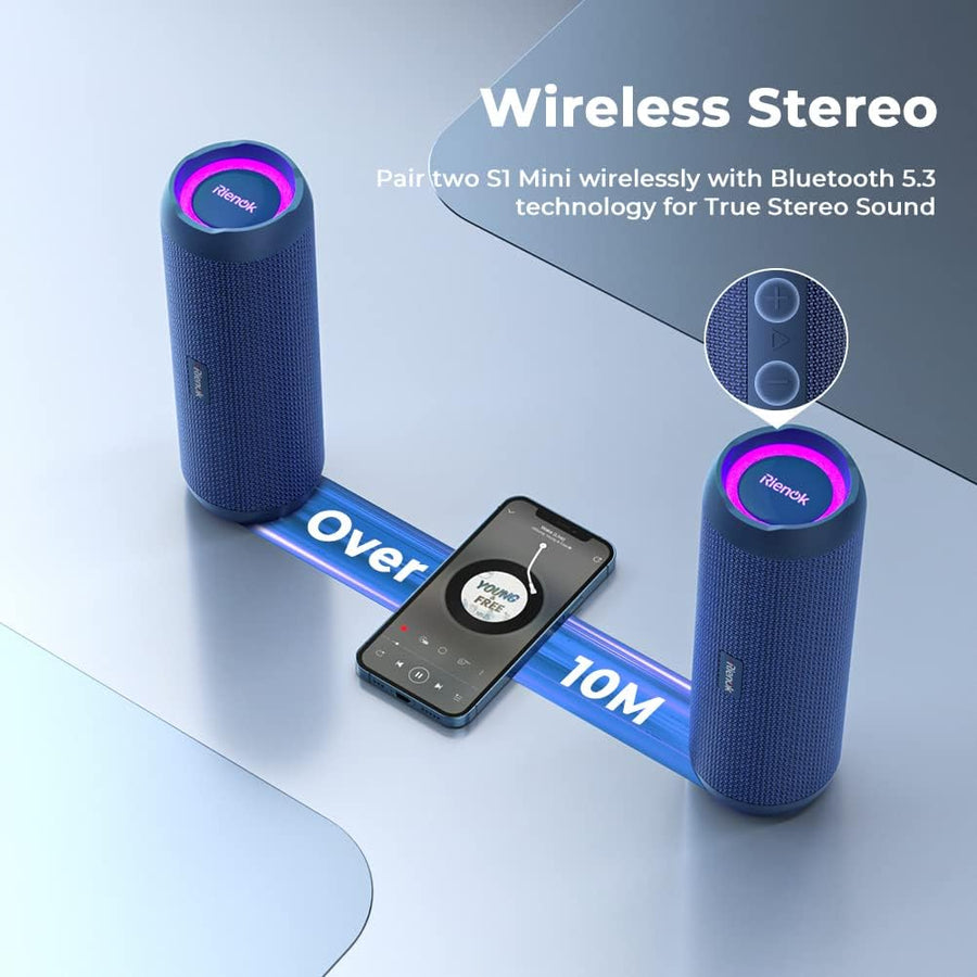 RIENOK - Altavoz Bluetooth portátil 30W, emparejamiento dual, sonid...