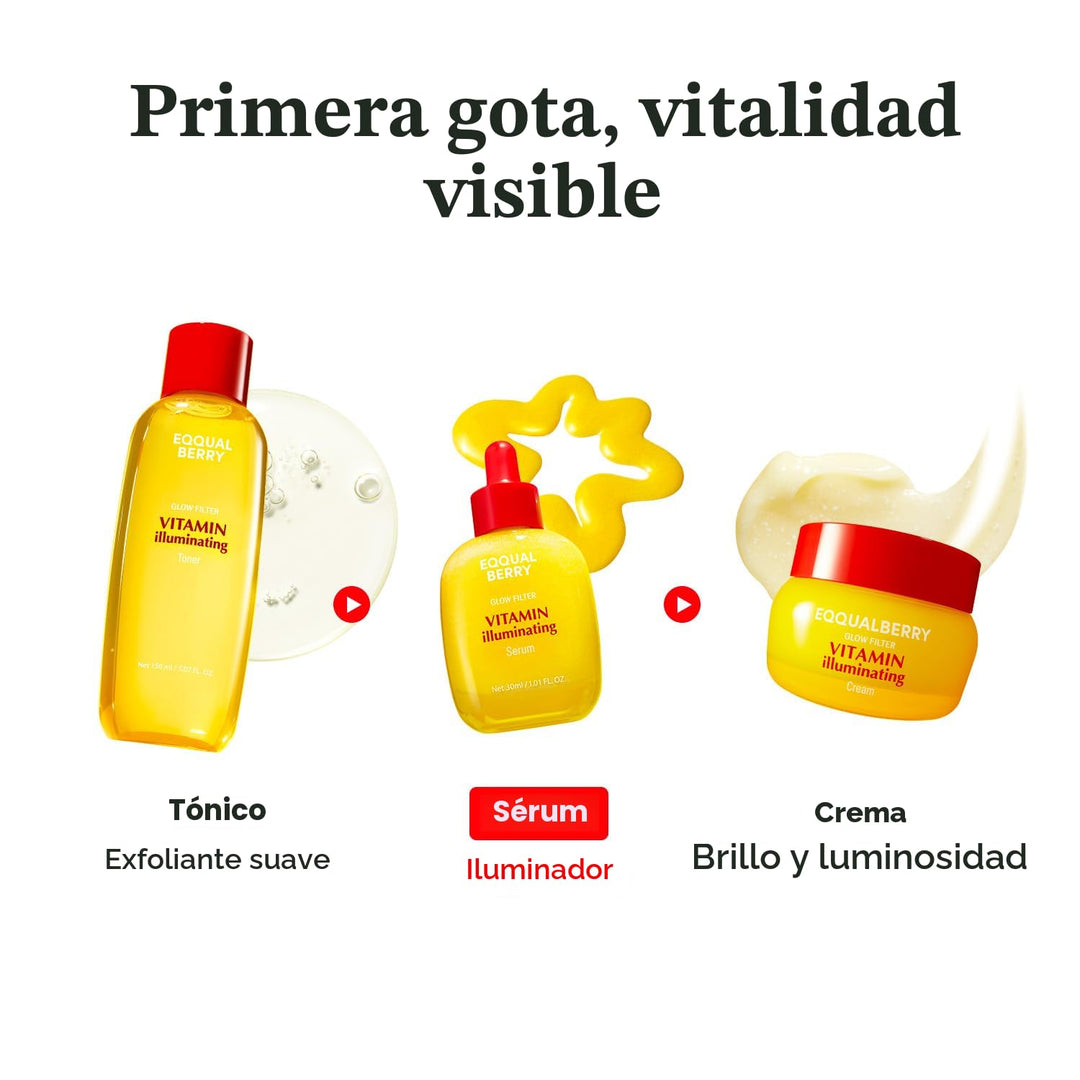 EQQUALBERRY - Suero iluminador de vitamina doble, niacinamida al 4%...