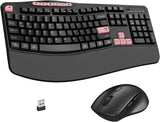 Combo de teclado y mouse inalámbricos, teclado ergonómico con 6 tec...