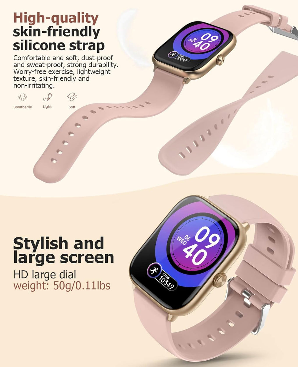 Reloj Inteligente de Lujo para Mujer, pantalla 2.06" HD AMOLED AOD Responder/Hacer Llamadas