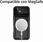 Funda de carga inalámbrica para iPhone 16, 10000mAh de alta capacidad, portátil, recargable, funda protectora de batería extendida, carga inalámbrica Qi con iPhone 16 (6.1 pulgadas) Funda de cargador de batería extendida (negro)