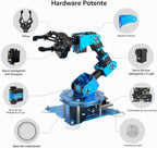 Brazo robótico para programación de codificación Arduino 6DOF STEM Kit de brazo de robot de construcción educativo, brazo robótico de metal completo de 6 ejes, controlador inalámbrico/PC