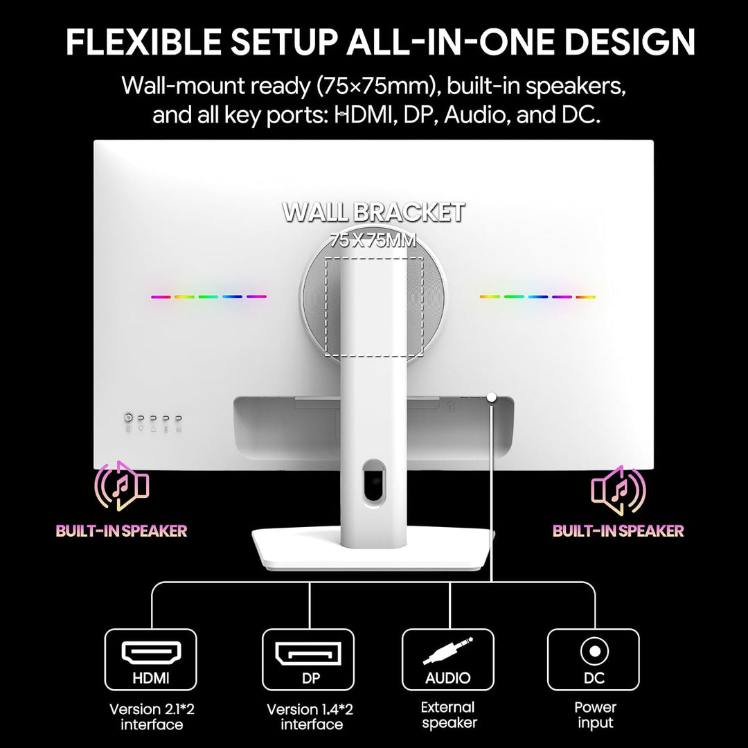 CRUA - Monitor de juegos QHD IPS de 27 pulgadas y 360 Hz, altavoces...