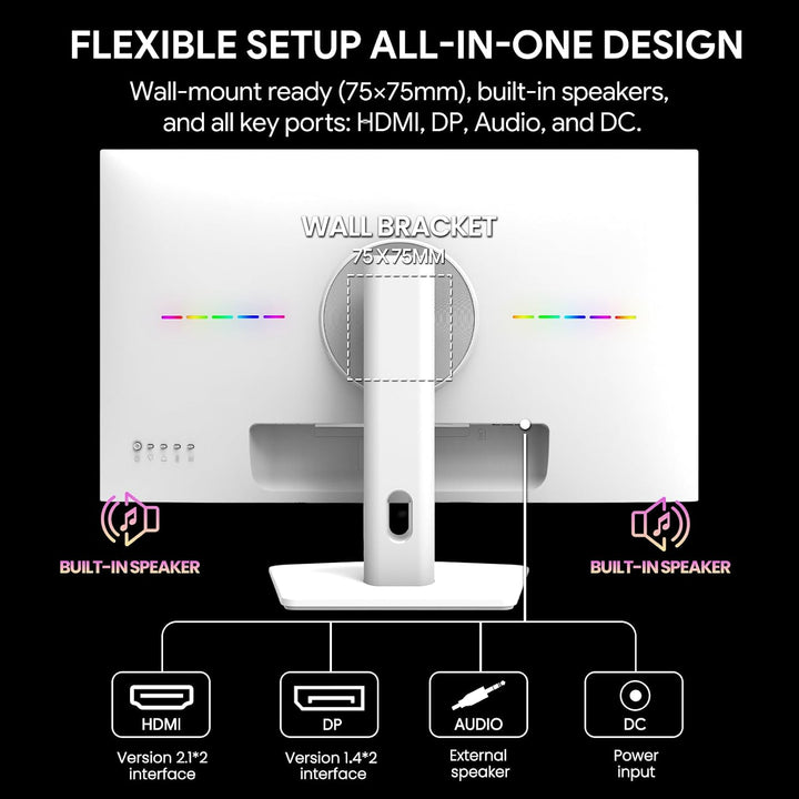 CRUA - Monitor de juegos QHD IPS de 27 pulgadas y 360 Hz, altavoces...