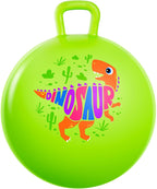 Pelota saltarina PlayZap para niños de 3 a 8 años, bola hinchable verde de 18 pulgadas con dinosaurio y asas, juguetes inflables hippity hop para saltar y rebotar para niños y niñas, para interior y