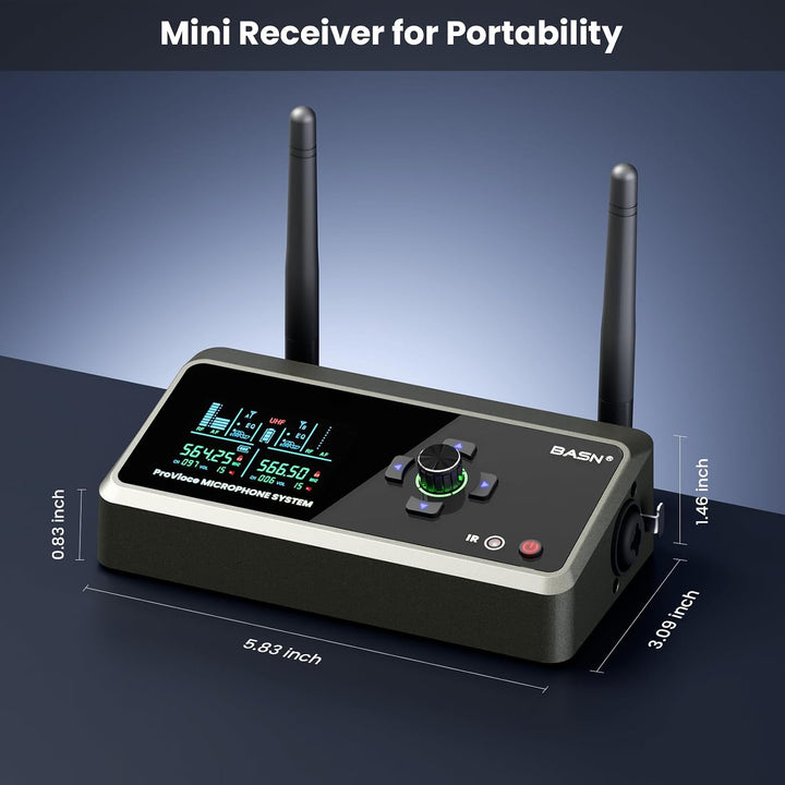 BASN Sistema de micrófono dual inalámbrico UHF recargable, micrófon...