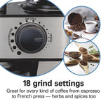Hamilton Beach Molinillo de café eléctrico con tolva grande de 16 oz