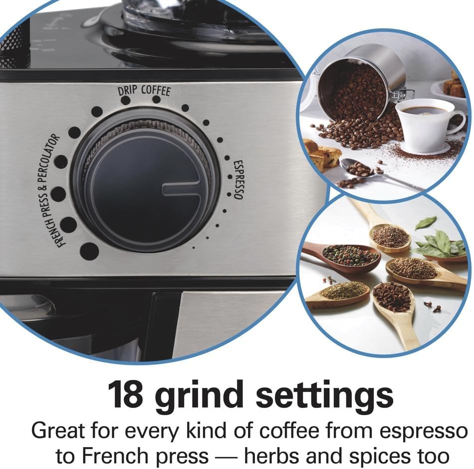 Hamilton Beach Molinillo de café eléctrico con tolva grande de 16 oz