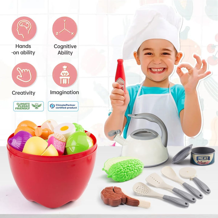 Juego de cocina de 100 piezas, ollas de juego de simulación para ni...