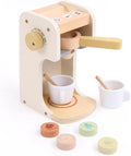 Freniland Juguete clásico de madera para cafetera, juego para preparar y servir para niños pequeños, juguete educativo de cocina para niños a partir de 3 años