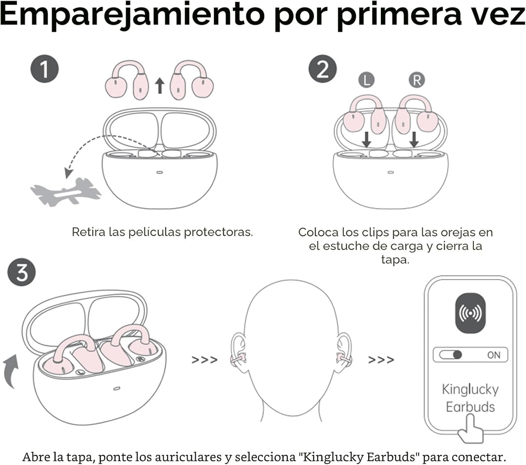 Kinglucky Auriculares de clip mejorados, ajuste cómodo y sonido cri...