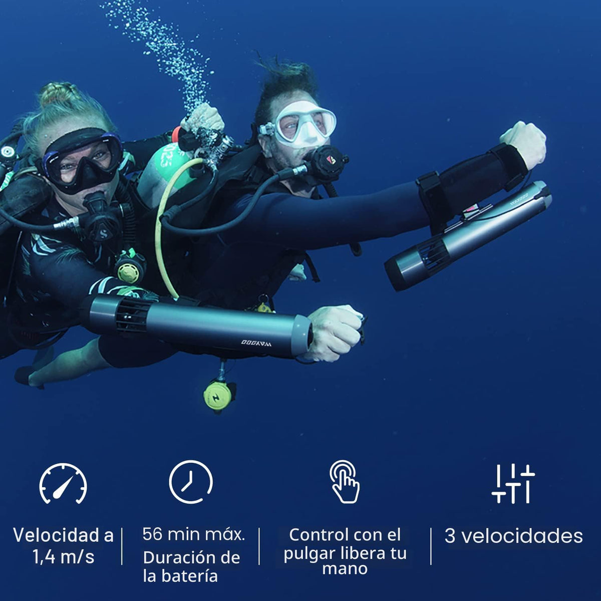 Waydoo Subnado - Patinete subacuático, scooter de mar con control de pulgar para tabla de remo SUP, adecuado para piscina, buceo y esnórquel, scooter acuático compacto y portátil para adultos y niños