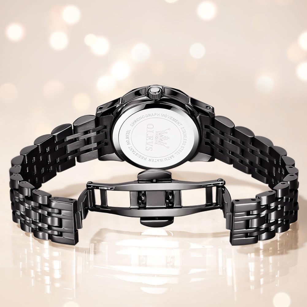 OLEVS Reloj Femenino Clásico de Mujer para Damas Análogo Acero Inoxidable Resistente al Agua Luminosa Día Fecha Dos Tonos de Fácil Lectura en la Muñeca
