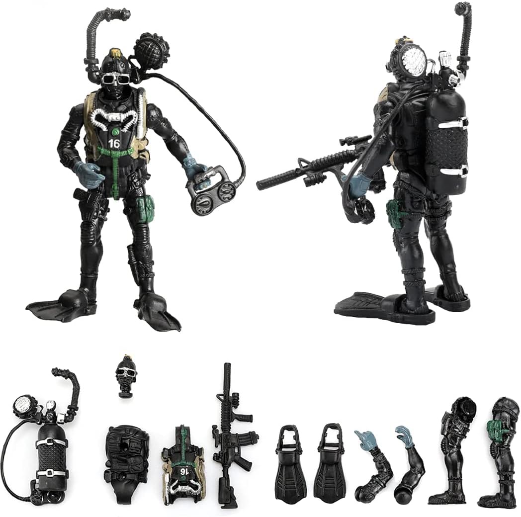 Figuras de acción de combate de las fuerzas especiales SWAT con armas militares y accesorios (12 unidades, 4 pulgadas)