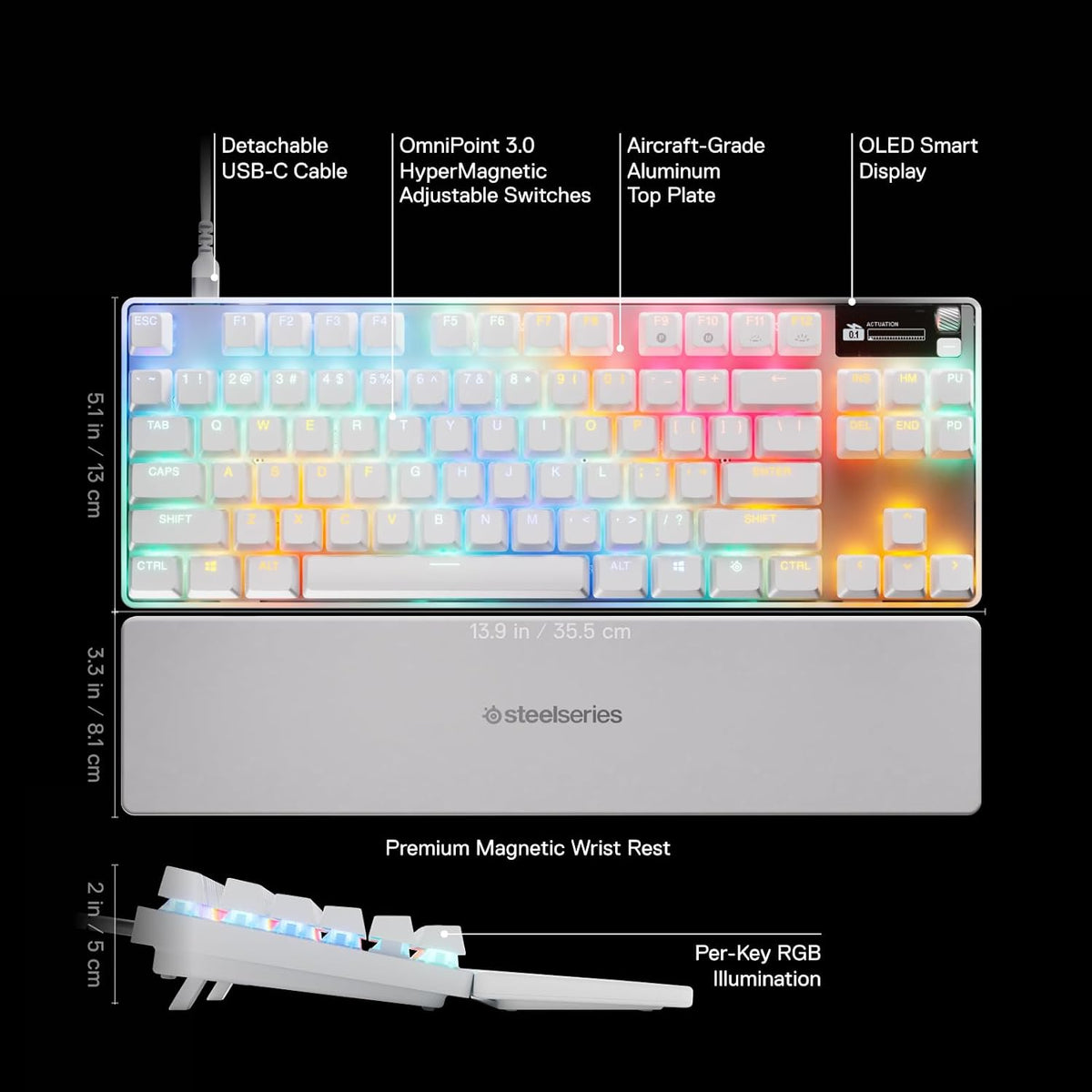 SteelSeries Apex Pro TKL Gen 3 White Interruptores OmniPoint 3.0 \u...