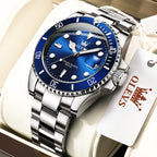 OLEVS Reloj para Hombre Con Diamante Analógico Quartz Negocios Resistente al Agua Acero Inoxidable Fecha Semana Luminiscente Reloj para Hombres