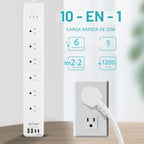 BN LINK Smart Plug Power Strip, protector de sobretensiones con 6 tomacorrientes inteligentes controlados individualmente, 4 USB (incluido USB C de 20 W), compatible con Alexa y Google Home