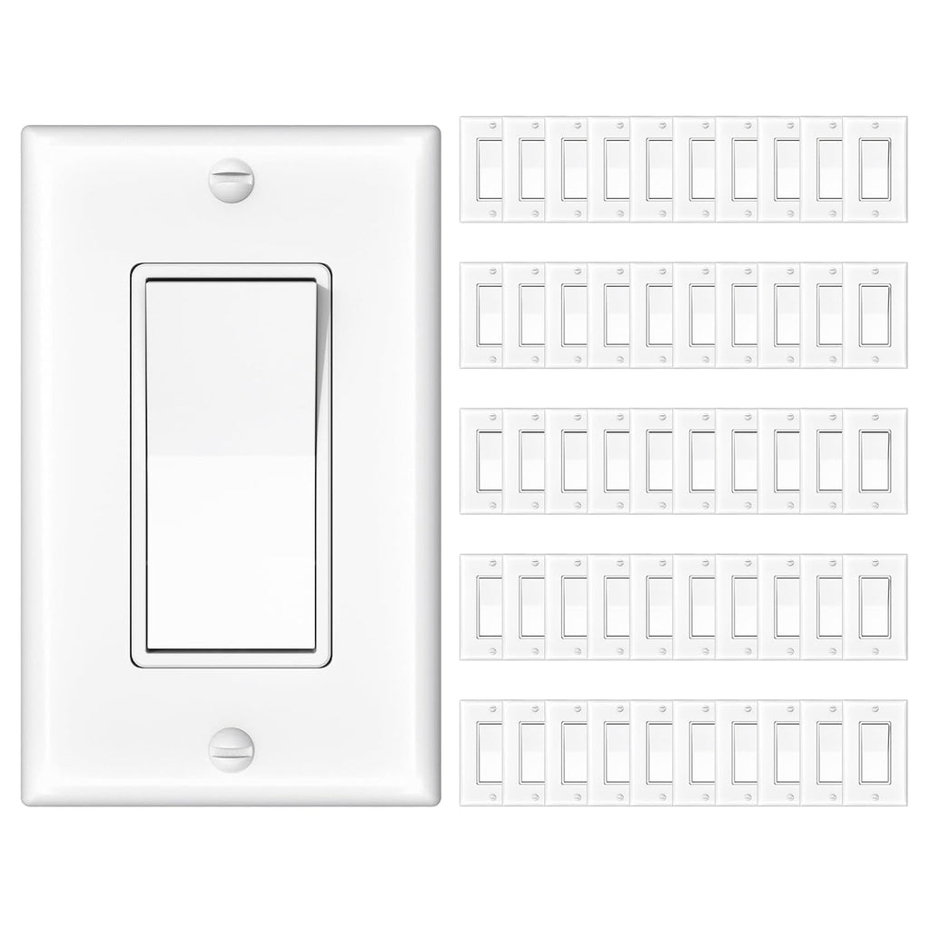 Interruptores de luz de un solo polo Amico con placas de pared con