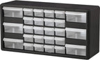 Repisa para almacenamiento de piezas, de plástico, con 26 cajones Akro-Mils 10126REDBLK20, de 20 pulgadas x 10-1/4 pulgadas x 6-3/8 pulgadas, rojo o negra