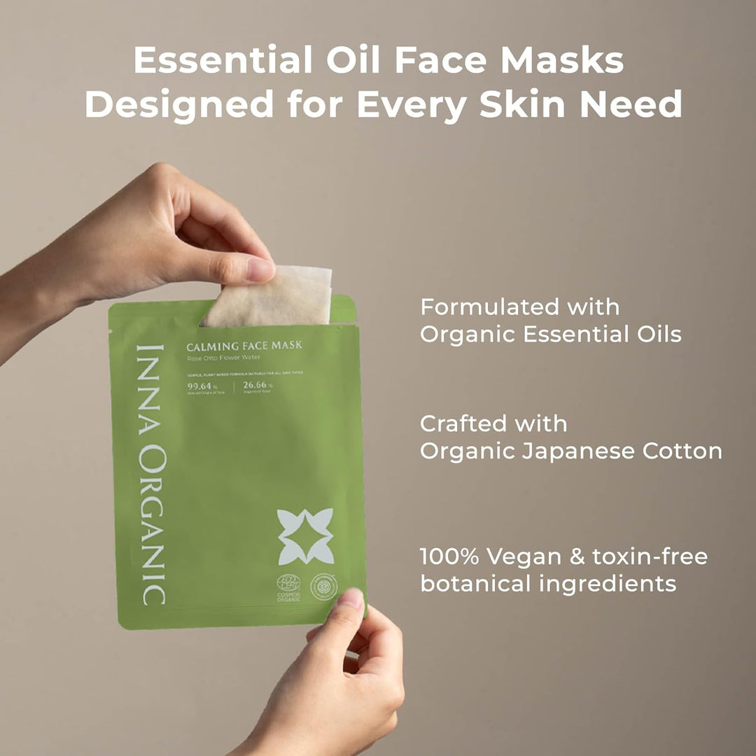 INNA ORGANIC Mascarilla de hoja \u2013 Calmante y calmante, certifi...