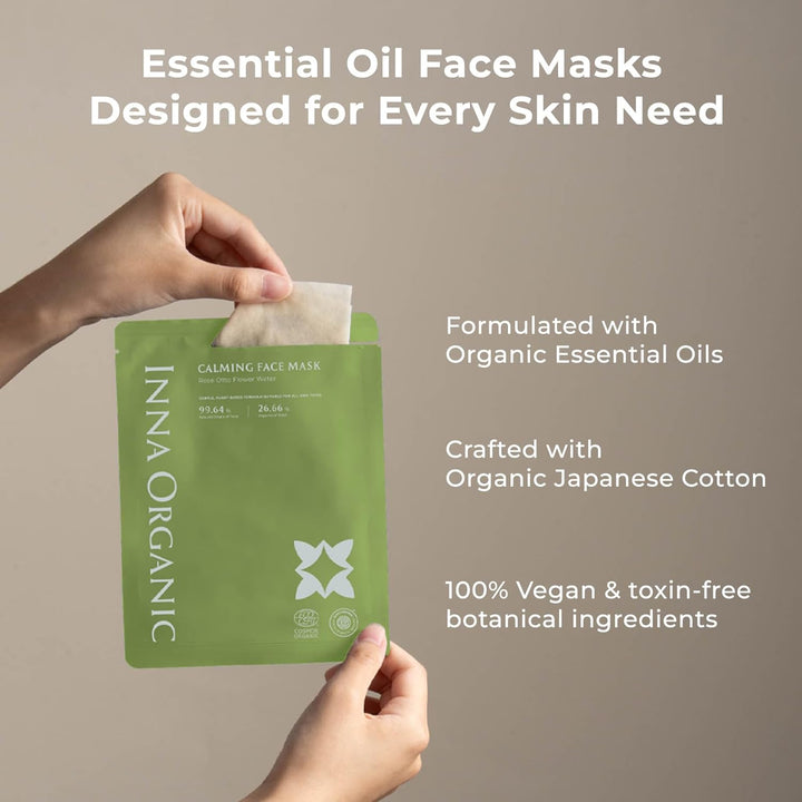 INNA ORGANIC Mascarilla de hoja \u2013 Calmante y calmante, certifi...