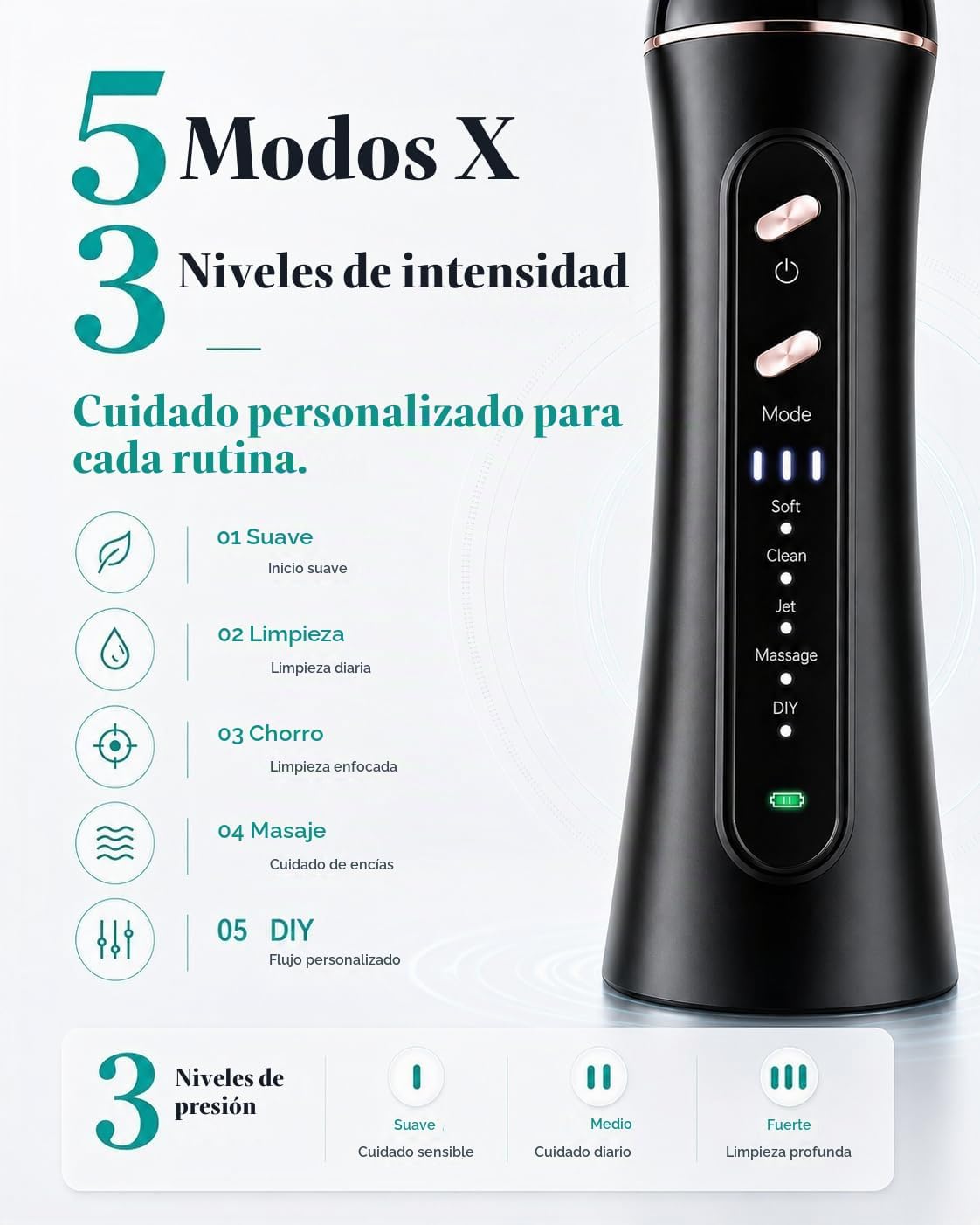 Irrigador dental inalámbrico para los dientes, irrigador oral desmontable