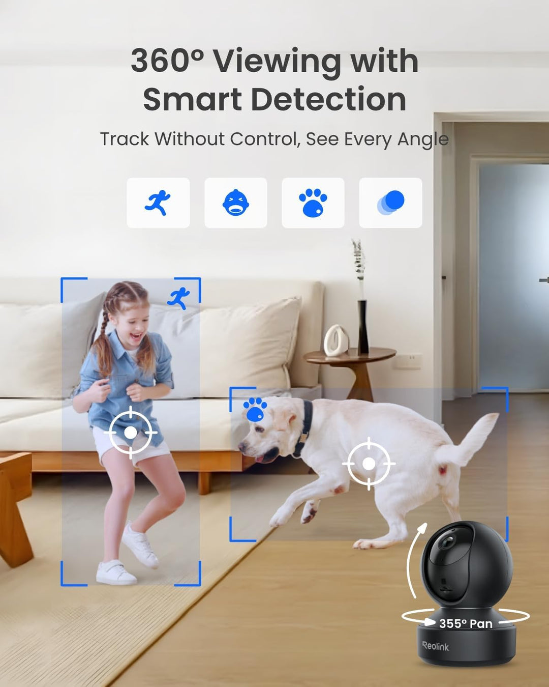 REOLINK E1 Pro (negro) cámara PT de 3K Wi-Fi para interiores para m...