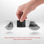 EDELIN Juego de tazas medidoras y cucharas medidoras magnéticas, acero inoxidable, 5 tazas y 7 cucharas (negro)