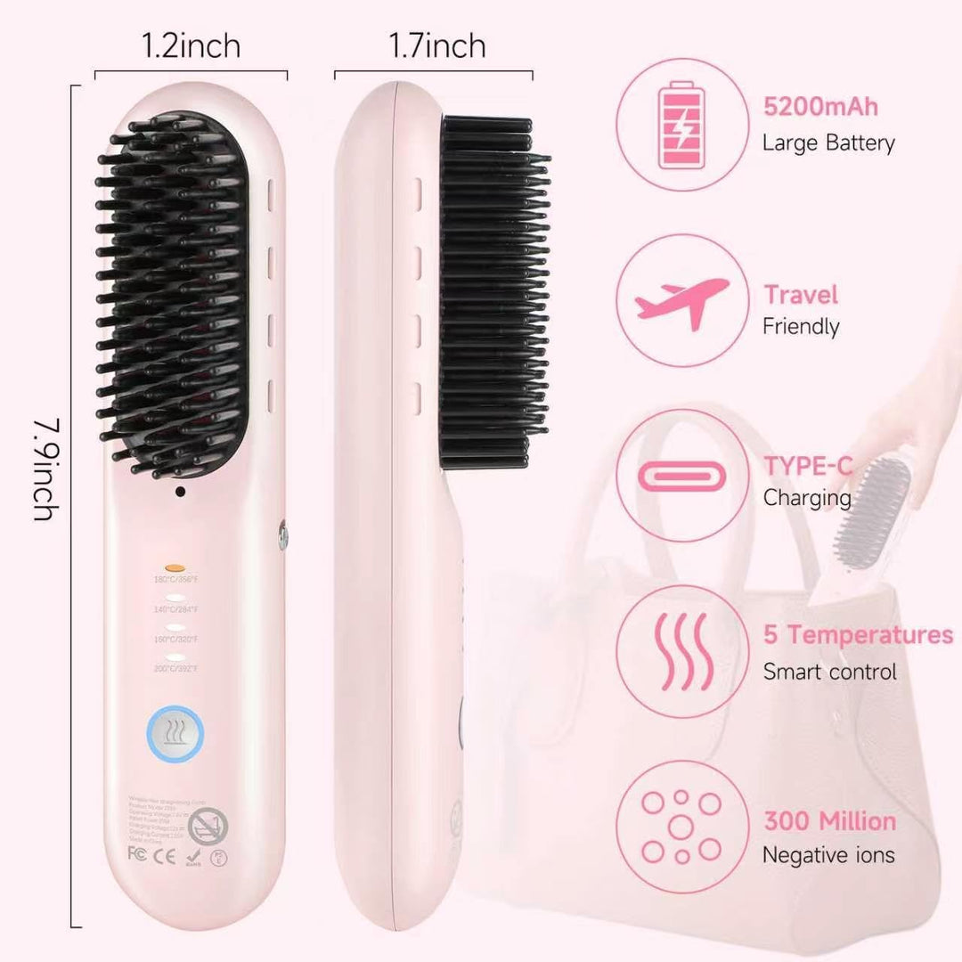 Cepillo alisador de cabello inalámbrico \u2013 Go Brush Pro para ca...