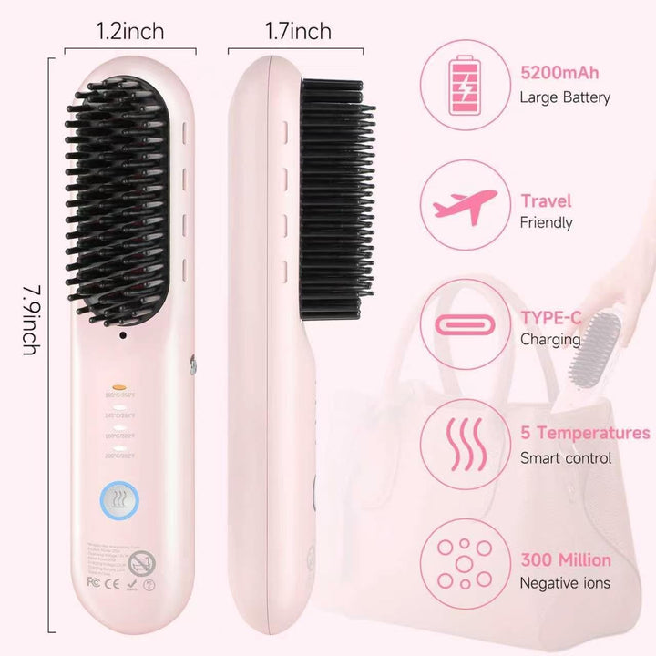 Cepillo alisador de cabello inalámbrico \u2013 Go Brush Pro para ca...