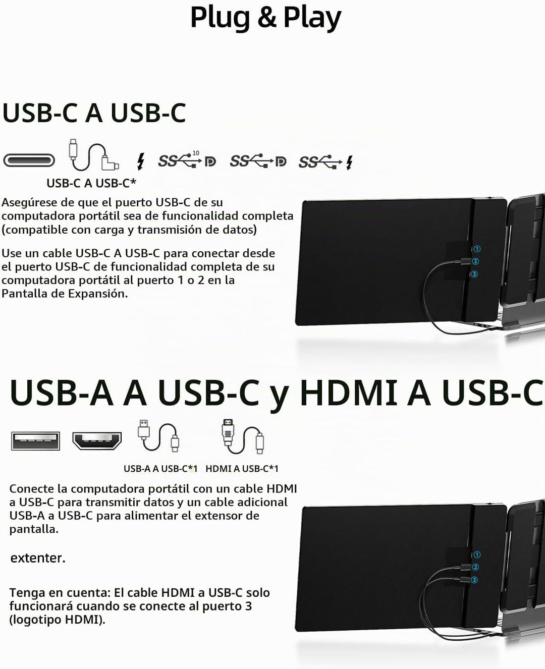 Extensor de pantalla para laptop, 14 pulgadas, FHD 1080P IPS, exten...