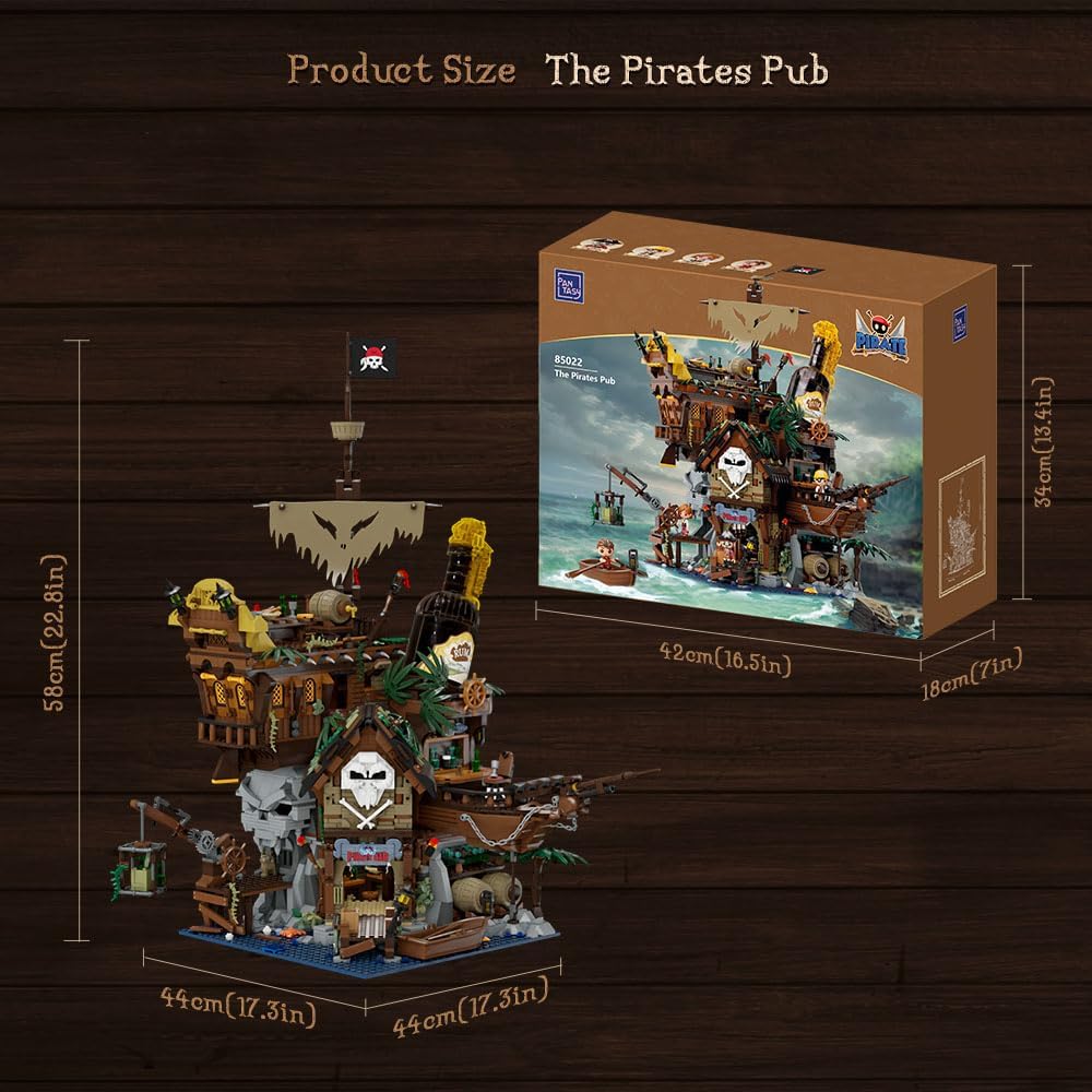 PANTASY Juego de construcción de pub pirata para adultos, taberna modular