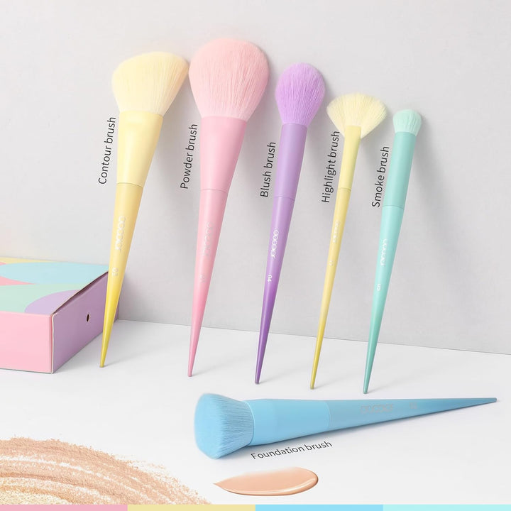 Docolor Juego de 17 brochas de maquillaje coloridas de alta calidad...