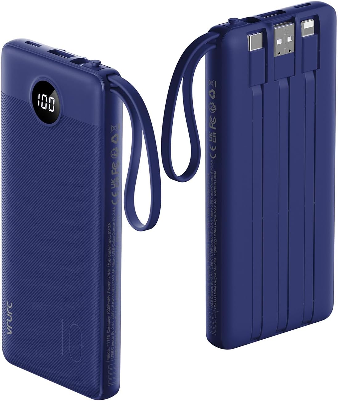 VRURC Cargador portátil para iPhone, cargador de batería USB C de 1...