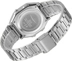 Reloj digital retro de acero inoxidable con banda de alarma, cronógrafo, luz LED, resistente al agua hasta 30 m, reloj de pulsera electrónico vintage para hombres y mujeres