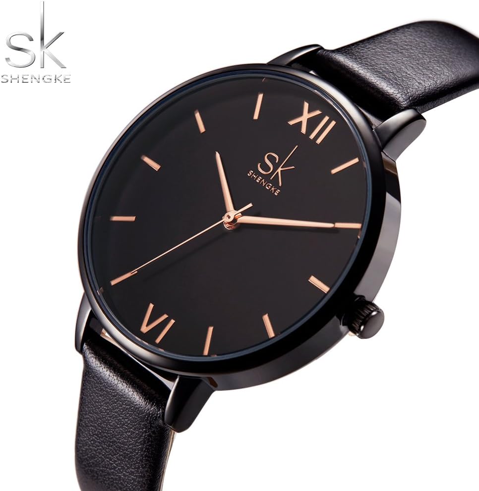 SHENGKE Reloj de mujer con correa de cuero elegante, relojes de mujer creativos y genuinos, relojes de mujer para damas, reloj de pulsera de negocios