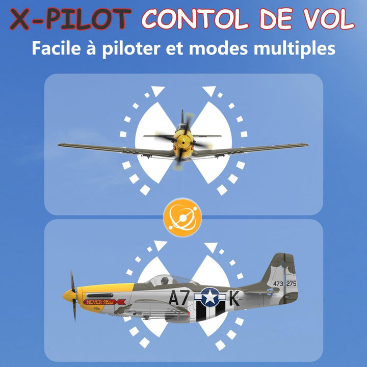 HAWK'S WORK Avión RC P-51D Mustang de 500mm, Avión de guerra a...