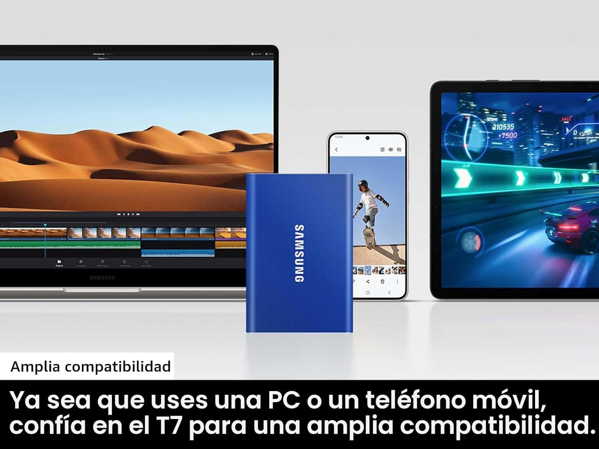 Samsung T7 SSD portátil, unidad externa de estado sólido de 1 TB, v...