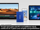 Samsung T7 SSD portátil, unidad externa de estado sólido de 1 TB, v...