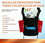 Cartera de cuello, bloqueo RFID, porta pasaporte oculto para viaje