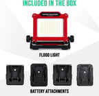 Master Tailgaters FLUD Luz de Trabajo LED de Inundación compatible con Makita/Milwaukee/Dewalt/Bosch/Black & Decker, Porter Cable, Stanley Batería 18v-20v