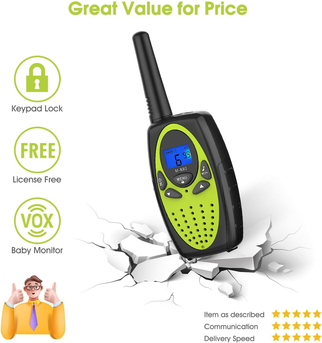 Topsung Walkie Talkies de Largo Alcance, M880 FRS Radio Bidireccion...