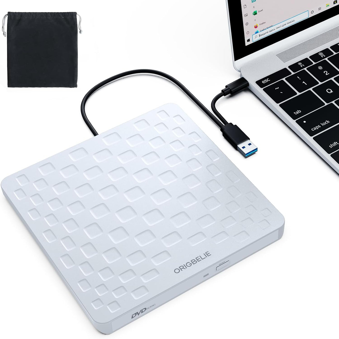 ORIGBELIE Unidad Externa de CD\/DVD para Laptop, Ultra Delgada de 1...