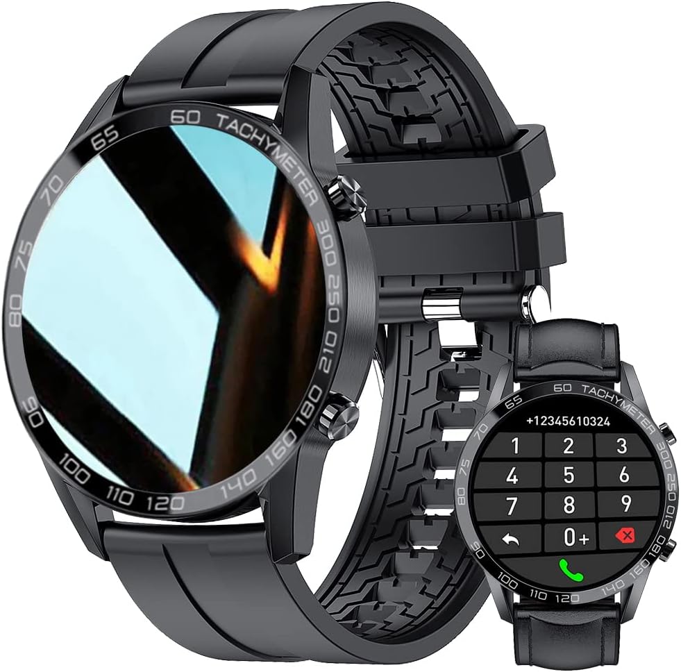 Reloj inteligente para hombre para Android iOS, llamadas Bluetooth, chat de voz con monitor de frecuencia cardíaca/sueño, monitor de fitness, pantalla táctil completa de 1.3 pulgadas, IP67